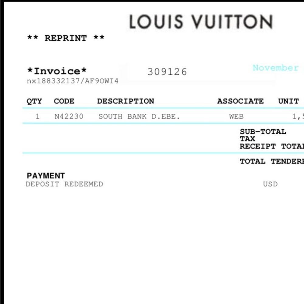 Louis Vuitton South Bank Damier Crossbody Shoulder Bag Ebene - Picture 16 of 16